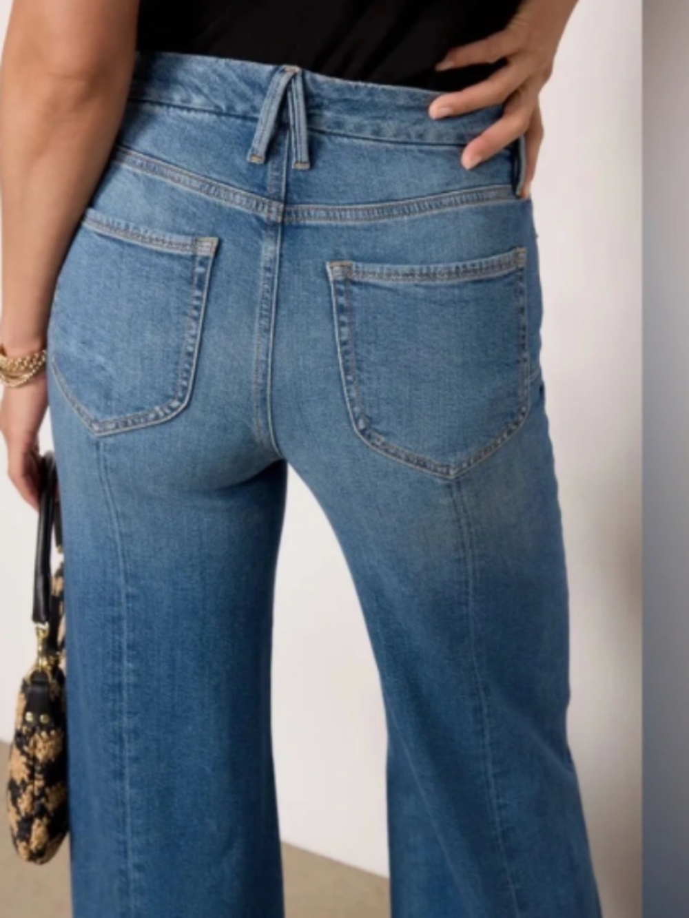 Good American Good Waist Palazzo Seamed Jeans Sz 28 - Picture 3 of 13